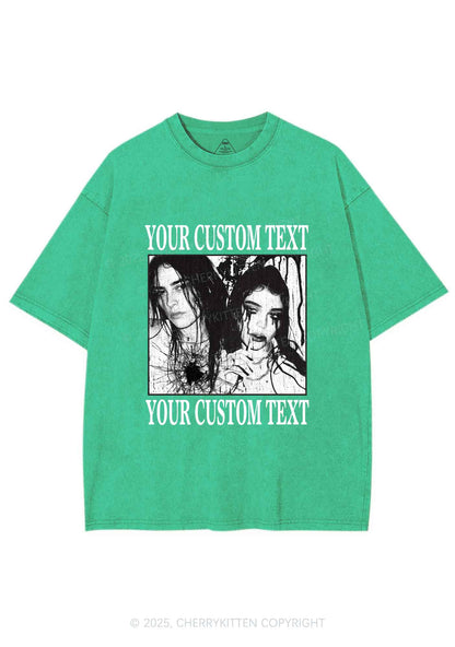 Custom Halloween Creepy Couple Y2K Shirts Washed Tee Cherrykitten