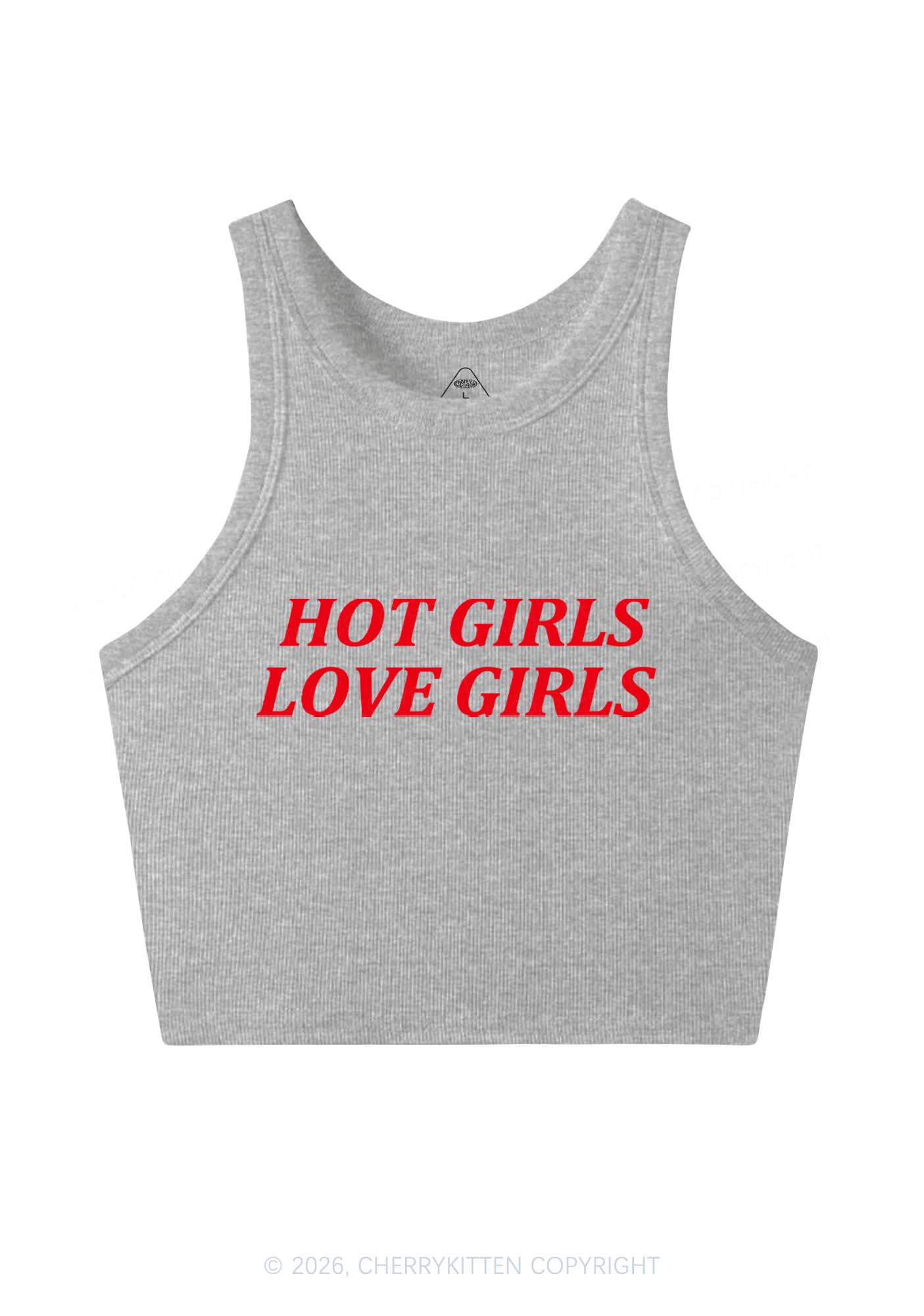 Hot Girls Love Girls Pride Y2K Crop Tank Top Cherrykitten