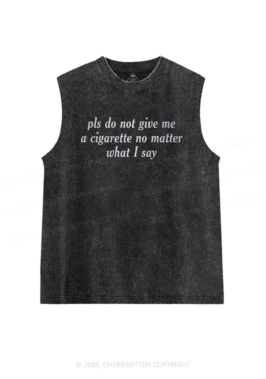Glitter Pls Dont Give Me Cigarette Y2K Washed Muscle Tank Cherrykitten