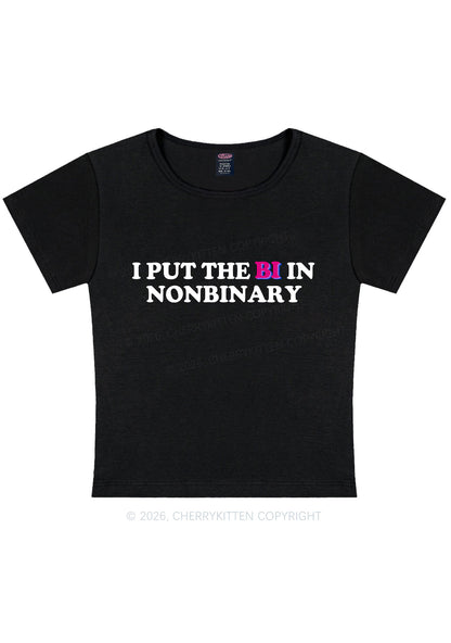 I Put The Bi In Nonbinary Pride Y2K Baby Tee Cherrykitten