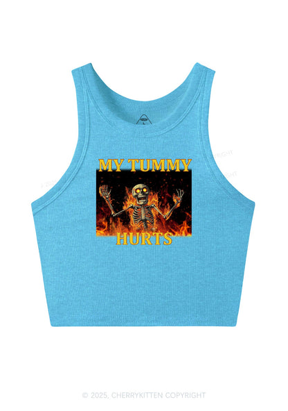 Skeleton Tummy Hurts Y2K Crop Tank Top Cherrykitten