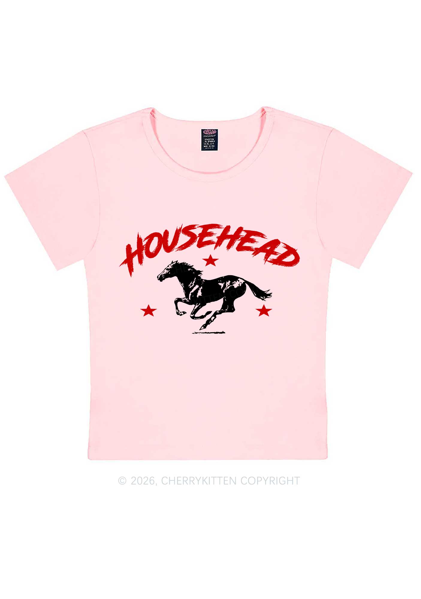 Retro Star Househead Horse Y2K Baby Tee Cherrykitten