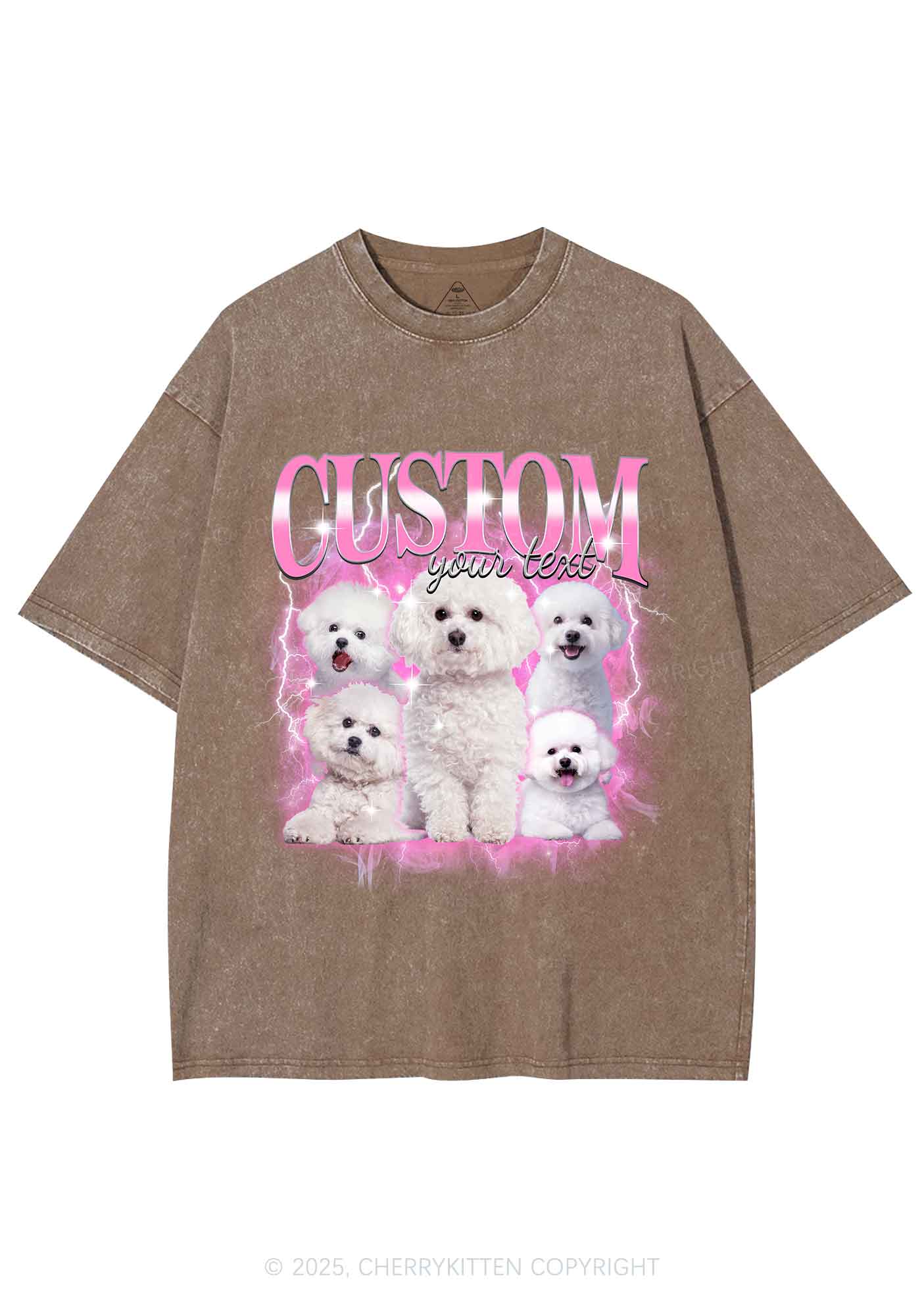 Custom Cute Puppy Photo Y2K Shirts Washed Tee Cherrykitten