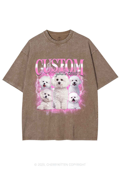 Custom Cute Puppy Photo Y2K Shirts Washed Tee Cherrykitten