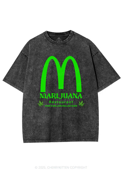Green Restaurant Y2K Shirts Washed Tee Cherrykitten