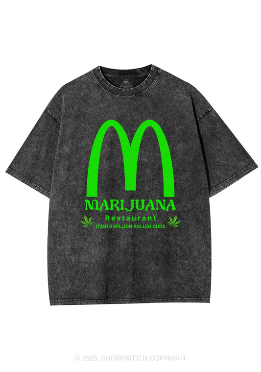 Green Restaurant Y2K Shirts Washed Tee Cherrykitten