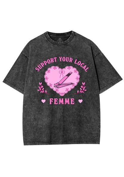 Support Your Local Femme Y2K Shirts Washed Tee Cherrykitten