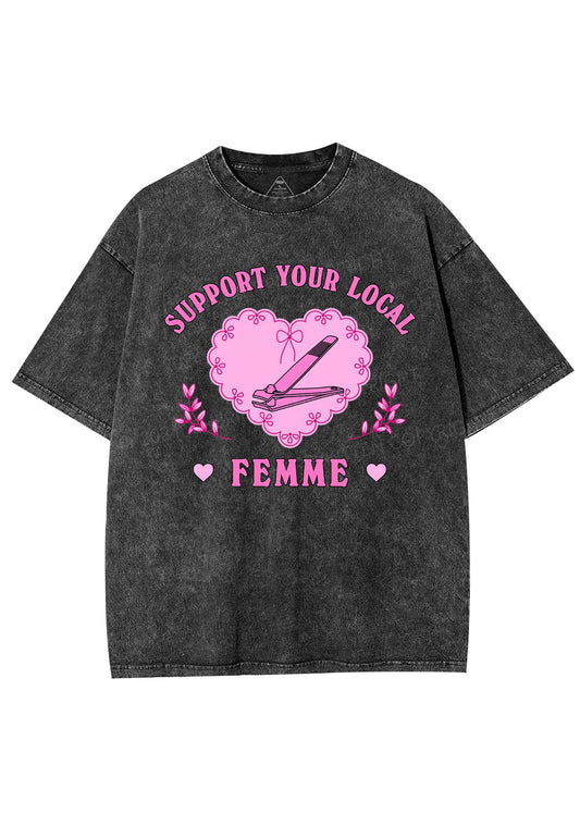 Support Your Local Femme Y2K Shirts Washed Tee Cherrykitten