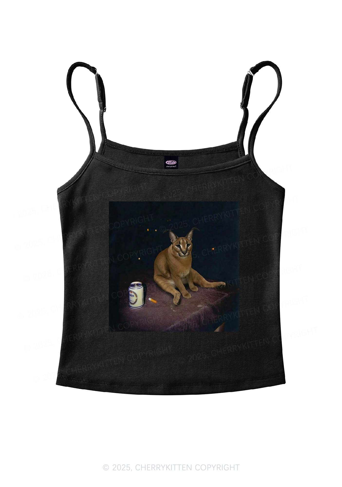 Drinking Floppa Y2K Spaghetti Strap Cami Cherrykitten