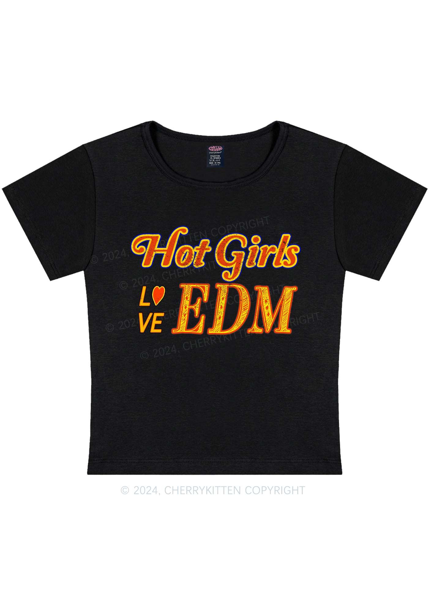 Hot Girls Love Edm Y2K Baby Tee Cherrykitten