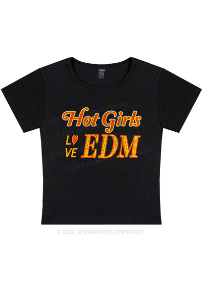 Hot Girls Love Edm Y2K Baby Tee Cherrykitten