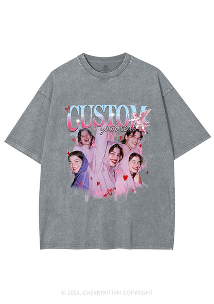 Cupid Custom Portrait Y2K Valentine's Day Washed Tee Cherrykitten