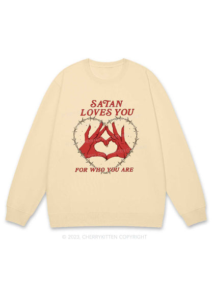 Satan Loves You Heart Halloween Y2K Sweatshirt Cherrykitten