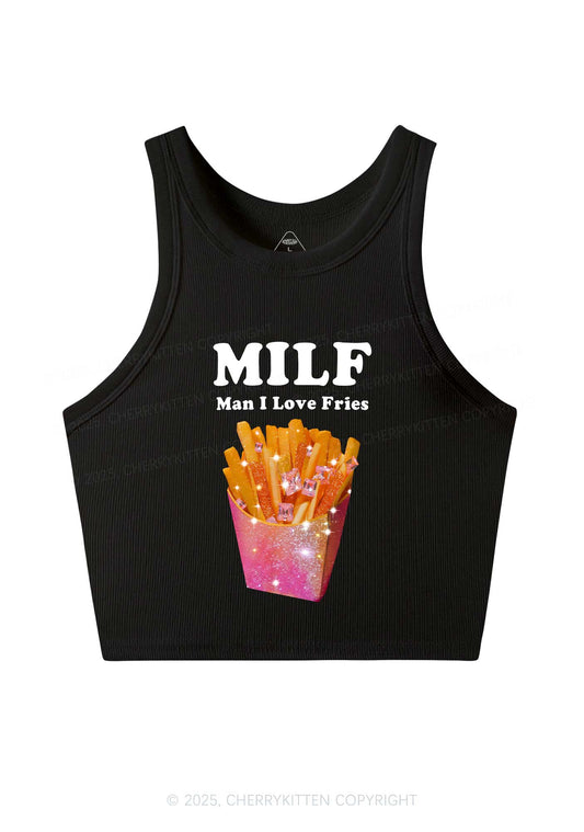 Man I Love Fries Y2K Crop Tank Top Cherrykitten