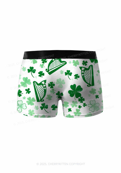 Clover Harp St Patricks Y2K Print Men Boxer Briefs Cherrykitten