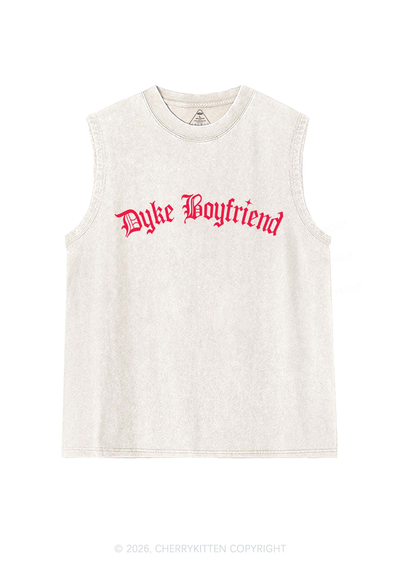 Dyke Boyfriend Pride Y2K Washed Muscle Tank Cherrykitten