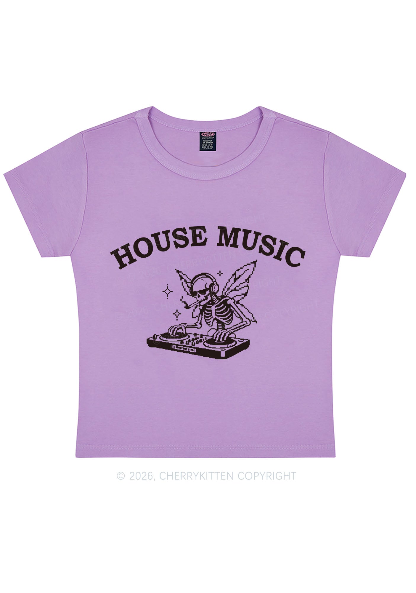 House Music Skeleton Y2K Baby Tee Cherrykitten