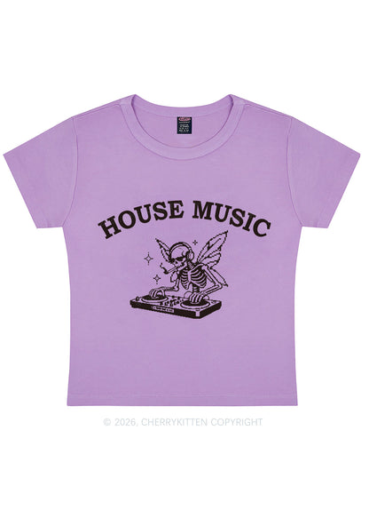House Music Skeleton Y2K Baby Tee Cherrykitten
