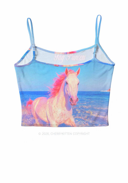 Blue Fag Princess Horse Pride Y2K Mesh Cami Tank Cherrykitten