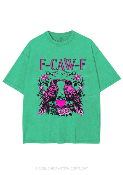 F CAW F Pink Ravens Valentine's Day Y2K Shirts Washed Tee Cherrykitten