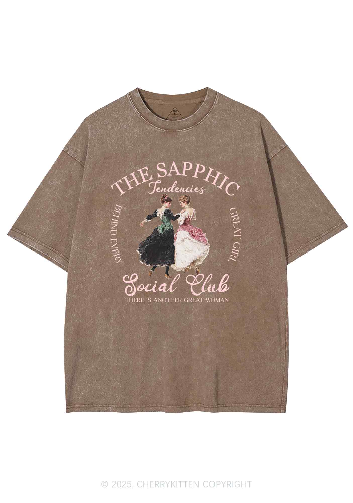 The Sapphic Pride Y2K Shirts Washed Tee Cherrykitten