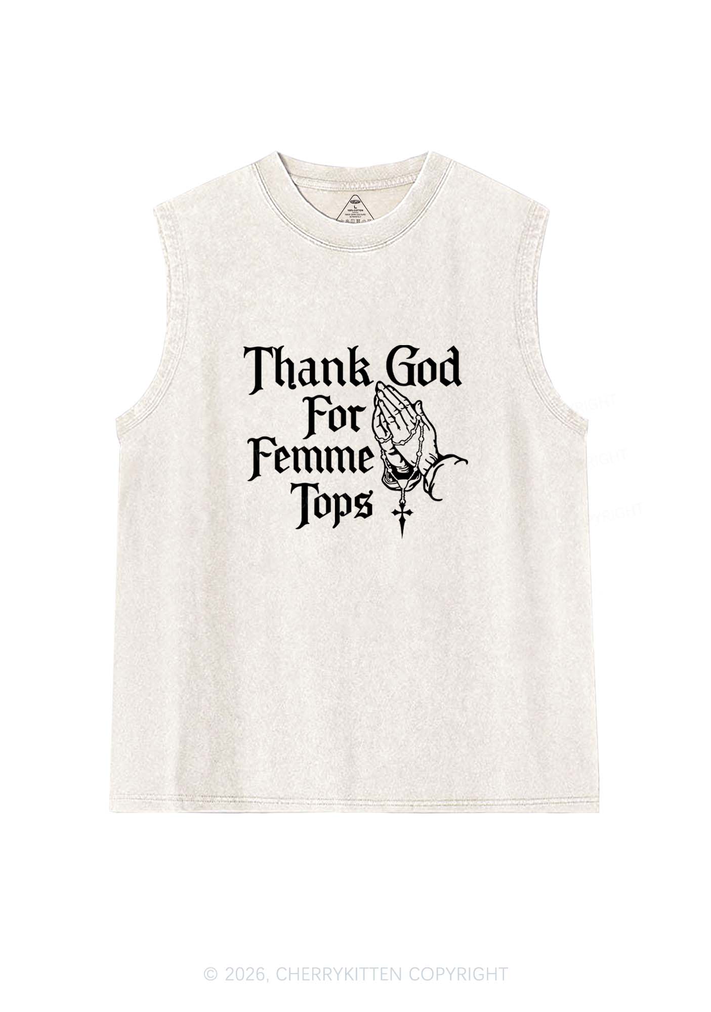 Thank God For Femme Tops Pride Y2K Washed Muscle Tank Cherrykitten