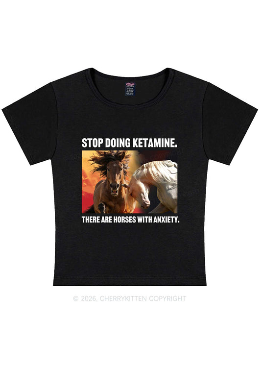 There Are Horses With Anxiety Y2K Baby Tee Cherrykitten