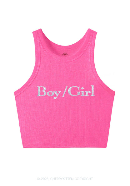 Glitter Boy Or Girl Pride Y2K Crop Tank Top Cherrykitten