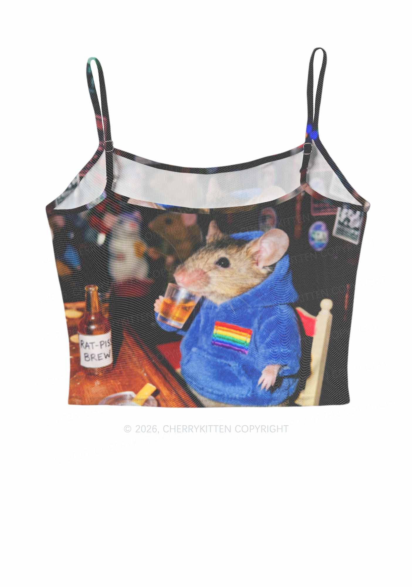 Blue Hoodie Rat Drinking Pride Y2K Mesh Cami Tank Cherrykitten