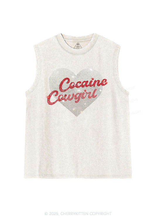 Rhinestone Cola Cowgirl Y2K Washed Muscle Tank Cherrykitten