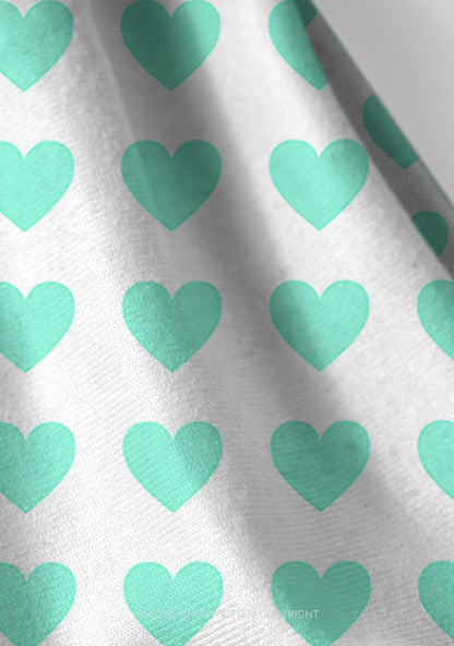 Mint Green Heart On White Y2K Print Headband Cherrykitten