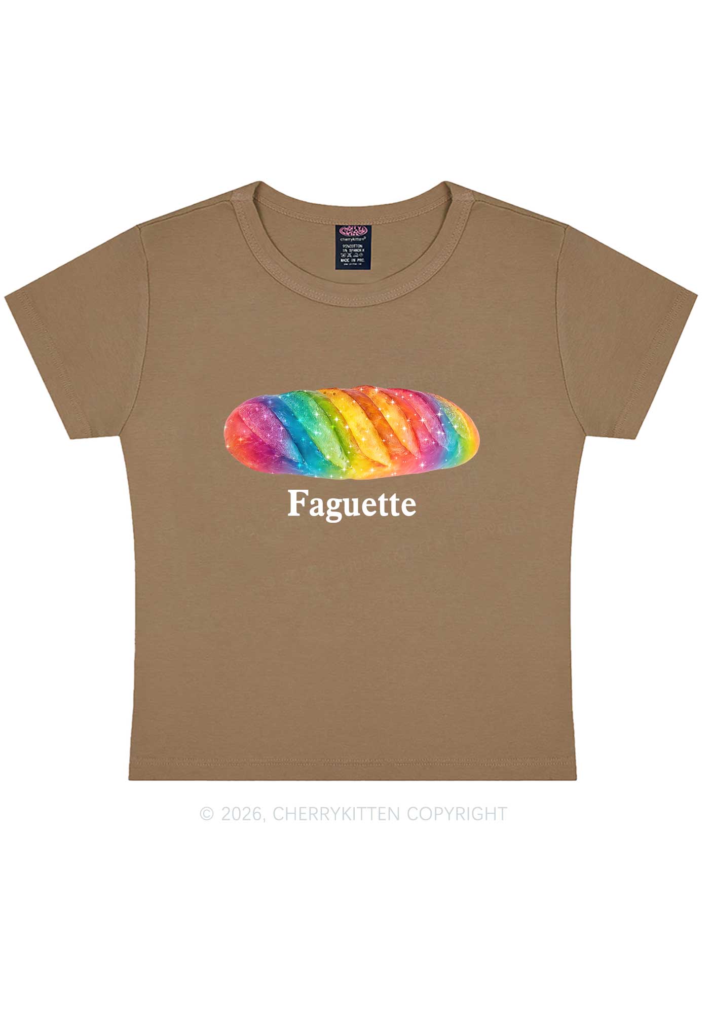 Rainbow Faguette Pride Y2K Baby Tee Cherrykitten
