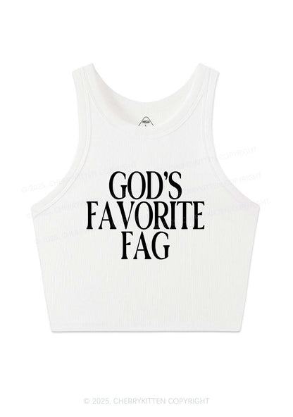Gods Favorite Fag Pride Y2K Crop Tank Top Cherrykitten