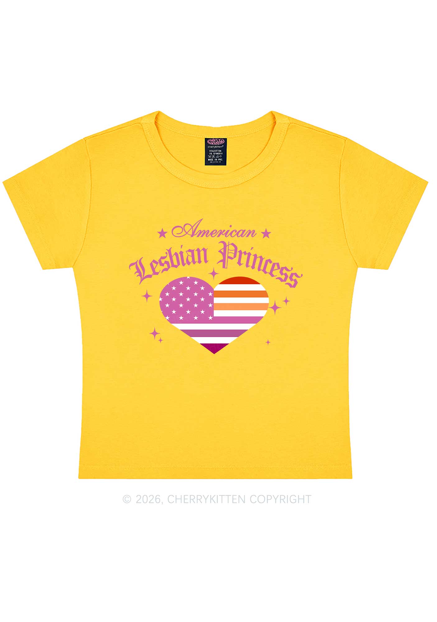 American Lesbian Princess Flag Pride Y2K Baby Tee Cherrykitten