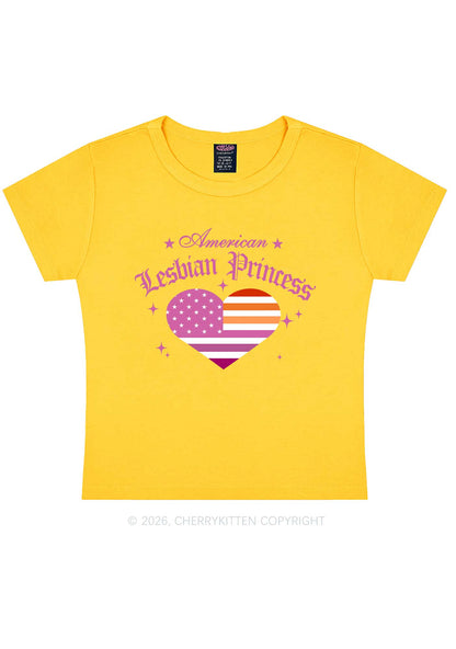 American Lesbian Princess Flag Pride Y2K Baby Tee Cherrykitten