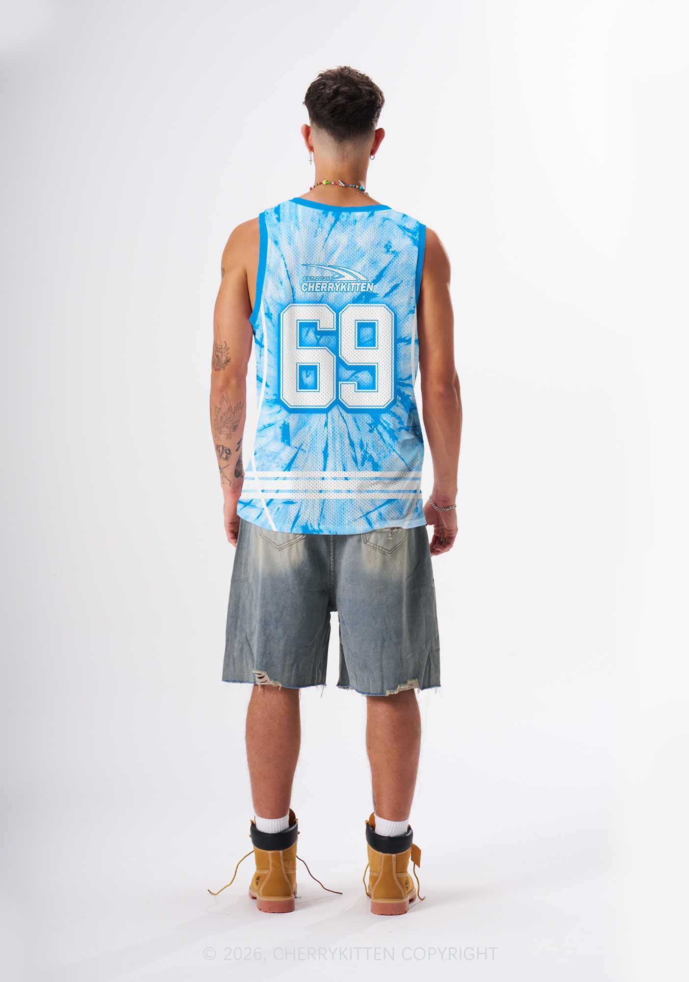 Blue Tie Dye Faggot Pride Y2K Sport Jersey Tank Cherrykitten