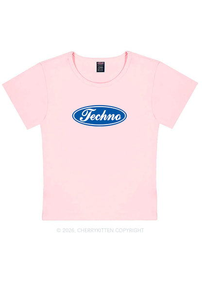 Oval Techno Y2K Baby Tee Cherrykitten