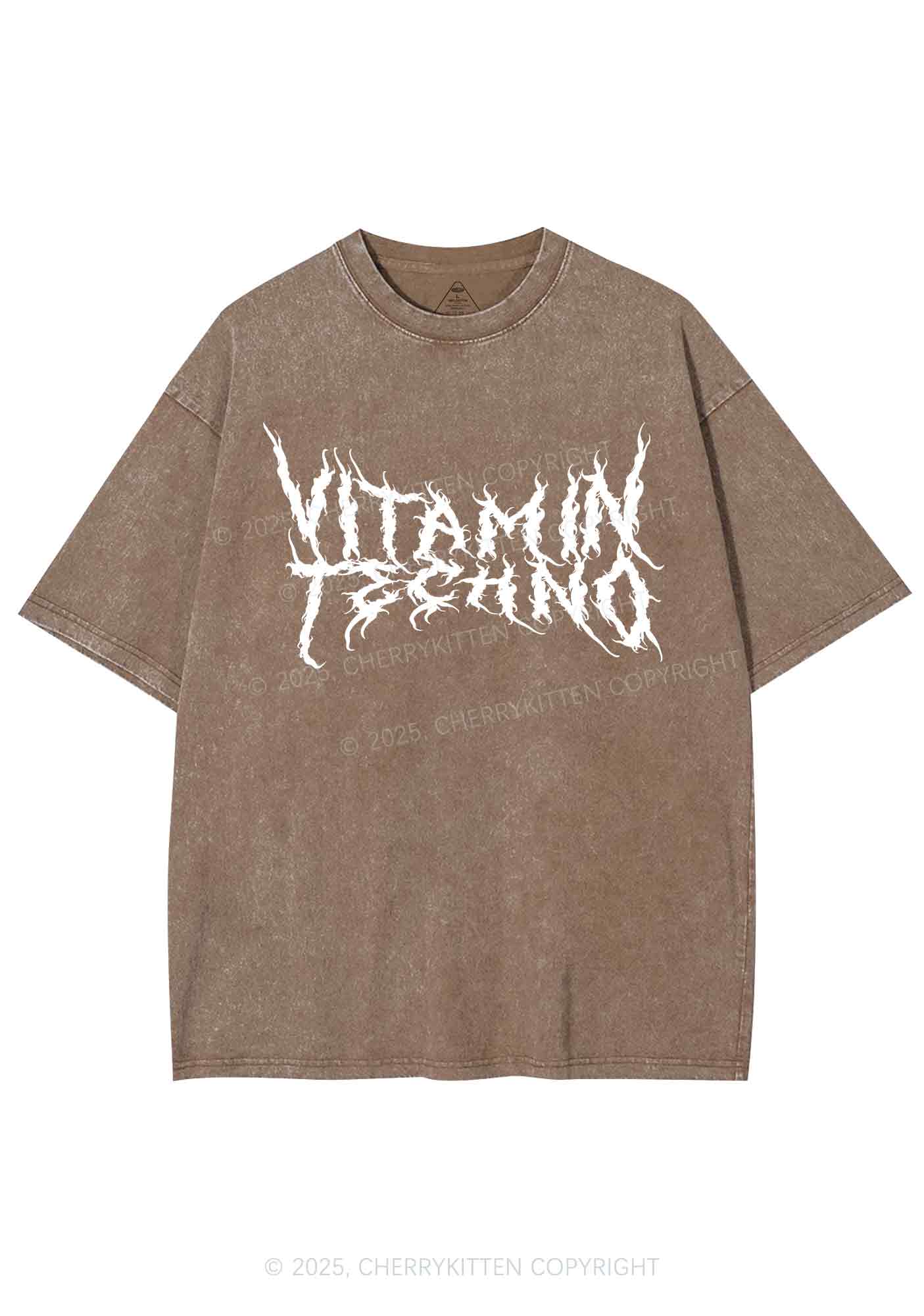 Vitamin Techno Y2K Shirts Washed Tee Cherrykitten