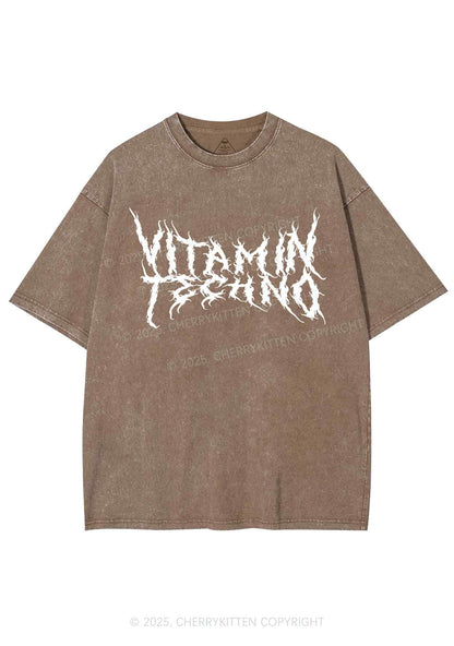 Vitamin Techno Y2K Shirts Washed Tee Cherrykitten