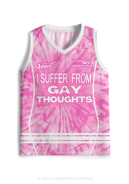 Pink Tie Dye Gay Thoughts Pride Y2K Sport Jersey Tank Cherrykitten