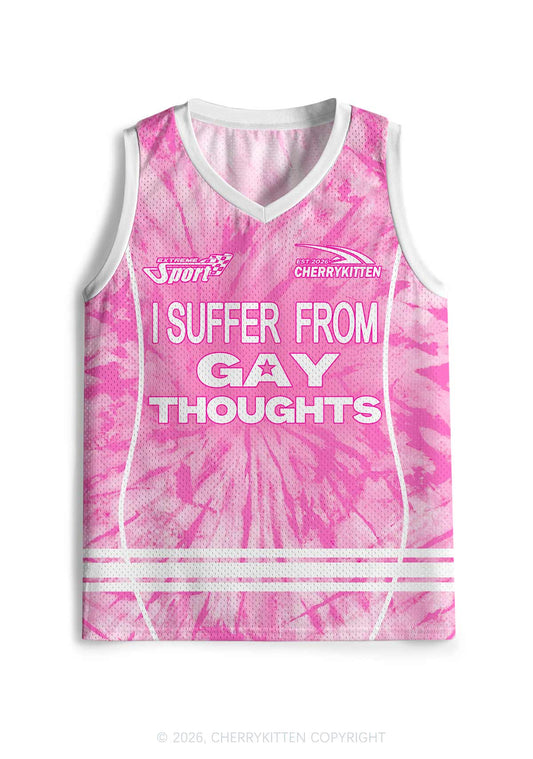 Pink Tie Dye Gay Thoughts Pride Y2K Sport Jersey Tank Cherrykitten