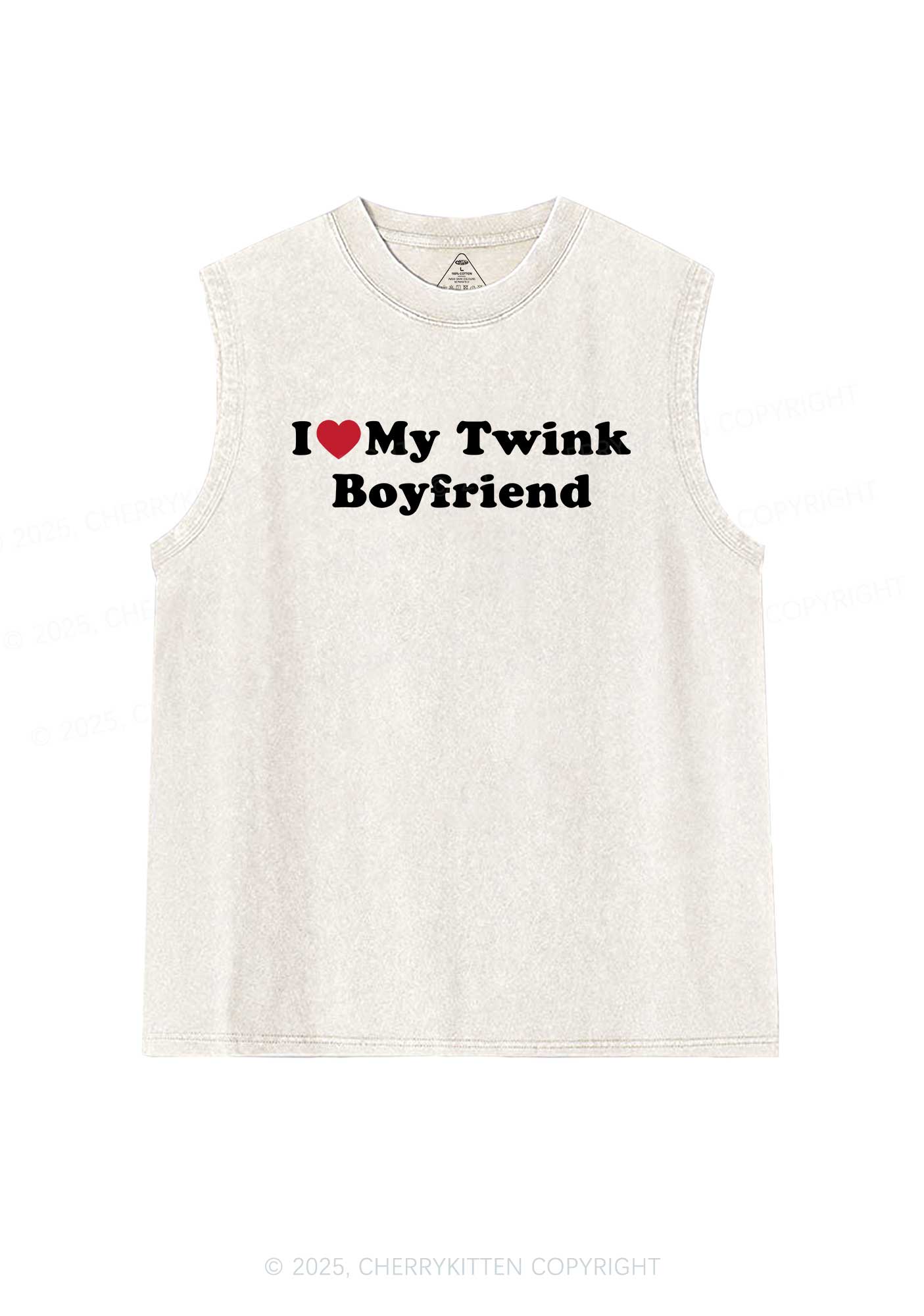 I Love My Twink BF Pride Y2K Washed Muscle Tank Cherrykitten