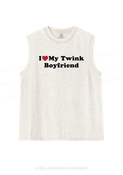 I Love My Twink BF Pride Y2K Washed Muscle Tank Cherrykitten