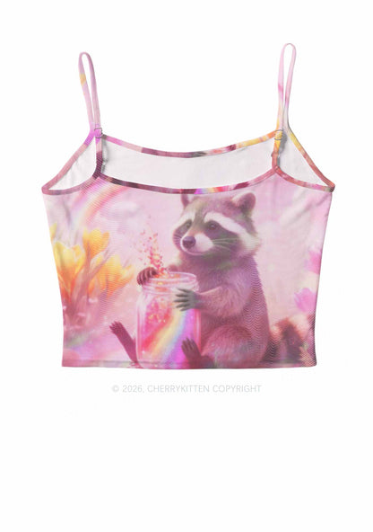 Rainbow Raccoon Pride Y2K Mesh Cami Tank Cherrykitten