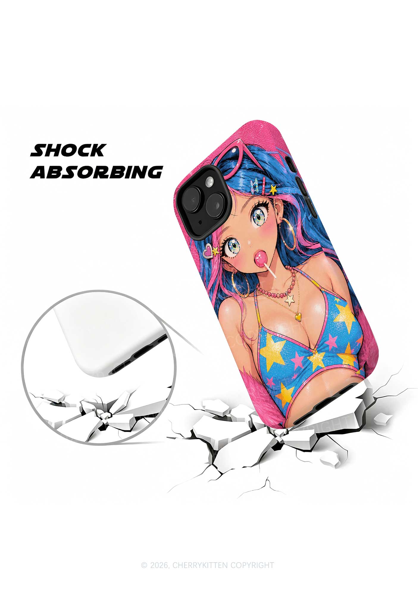 Kawaii Manga Lollipop Girl Y2K Phone Case Cherrykitten