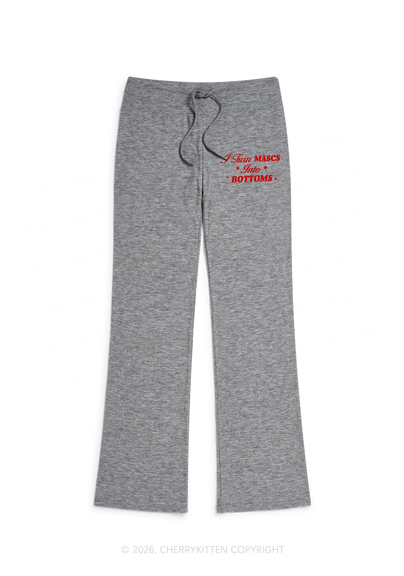 I Turn Mascs Into Bottoms Pride Y2K Low Rise Drawstring Flare Pants Cherrykitten