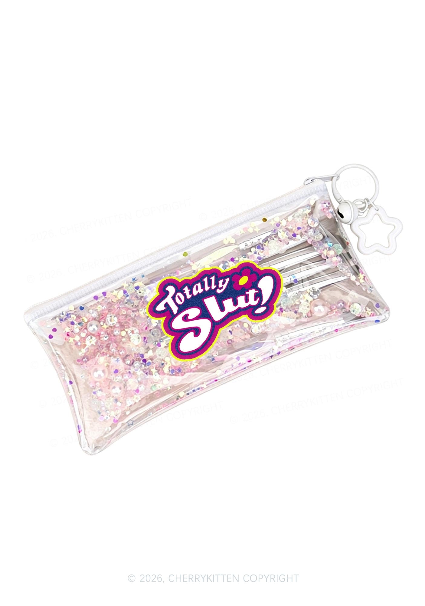 Totally Slxt Y2K Quicksand Transparent Pencil Pouch Cherrykitten