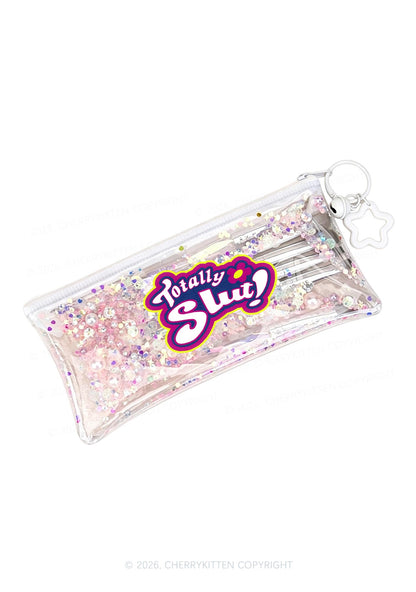 Totally Slxt Y2K Quicksand Transparent Pencil Pouch Cherrykitten