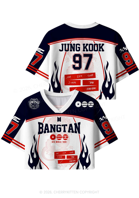 Kpop Red Dragon Y2K Crop Sport Jersey Shirts Cherrykitten