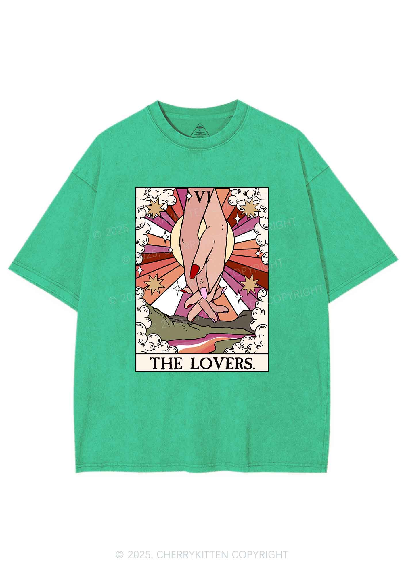 The Lesbian Lovers Y2K Shirts Washed Tee Cherrykitten